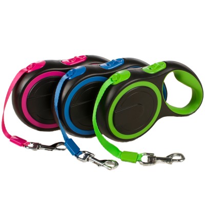 Manufacturer wholesale pink green blue plastic nylon automatic dog retractable leash