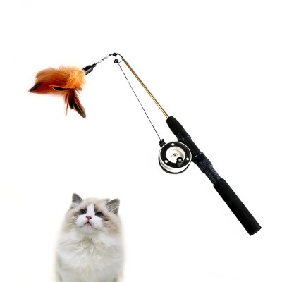 Manufacturer wholesale adjustable feather teaser cat toy rod