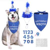 High Quality Pet Birthday Triangle Scarf Dog Birthday Bandana With Cap For Wholesale