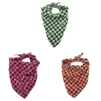 wholesale manufacturer christmas custom triangle plaid snowflake pet dog bandana