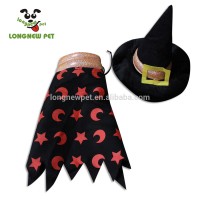 Halloween Pet Clothes Witch Cosplay Costume Star Moon Pattern Dog Cloak Suit With Hat