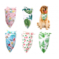 Dog Summer Bandana Hawaii Flamingo Triangle Pet Bibs Reversible Dog Scarf Adjustable Washable Pet Kerchief Dog Bandana