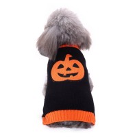 Wholesale New Halloween Knitted Pet Dog Sweater with Pumpkin Pattern Clothing Dogs Apparel